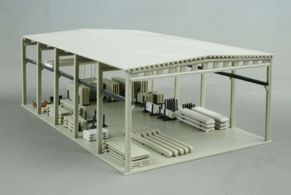 Open depot with concrete beams